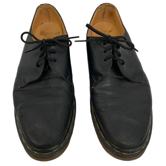 VTG Dr Martens UK 9 US M 10 Black Leather 3 eye Shoes England G10646 Oxfords